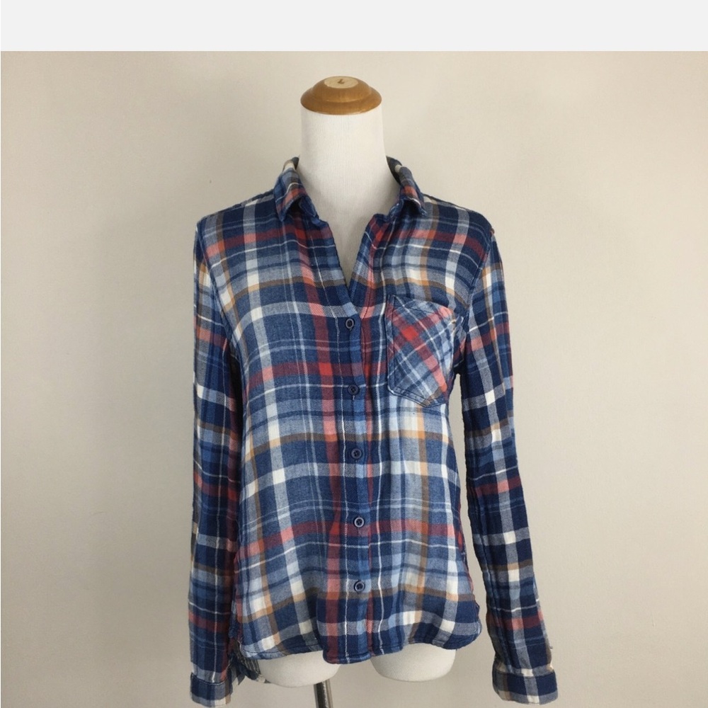 Anthropologie Cloth & Stone Plaid Button Down Shirt